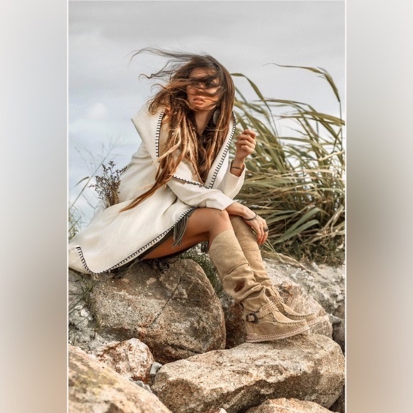 💞NWT AYA Sacred Wear Warm Boho Hoody Cardigan Off-White Belted Wrap Cardigan💞 - Picture 10 of 15